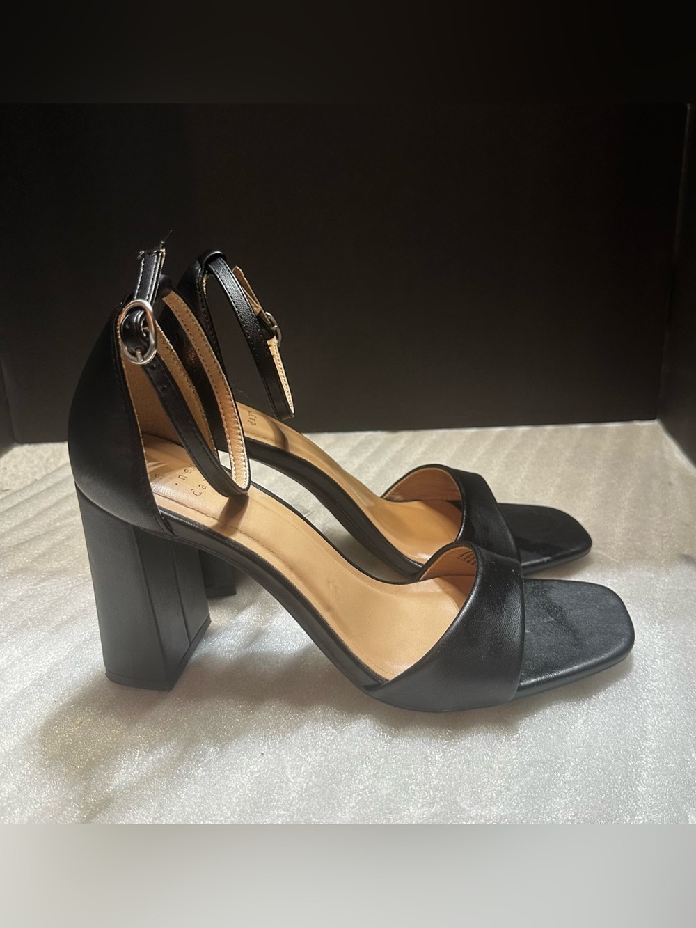 a new day Black Block Heel Sandals with Ankle Strap